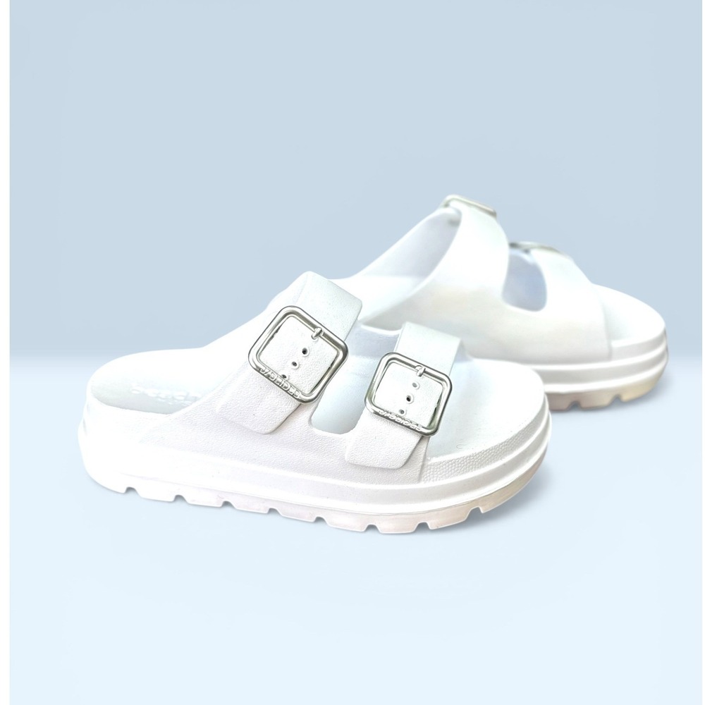 J/Slides NWOT Beach Slides Size 7 White Platform Double Buckle Sandals - Picture 4 of 10
